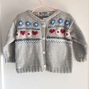 Handmade hand knit vintage baby girl cardigan 6 months